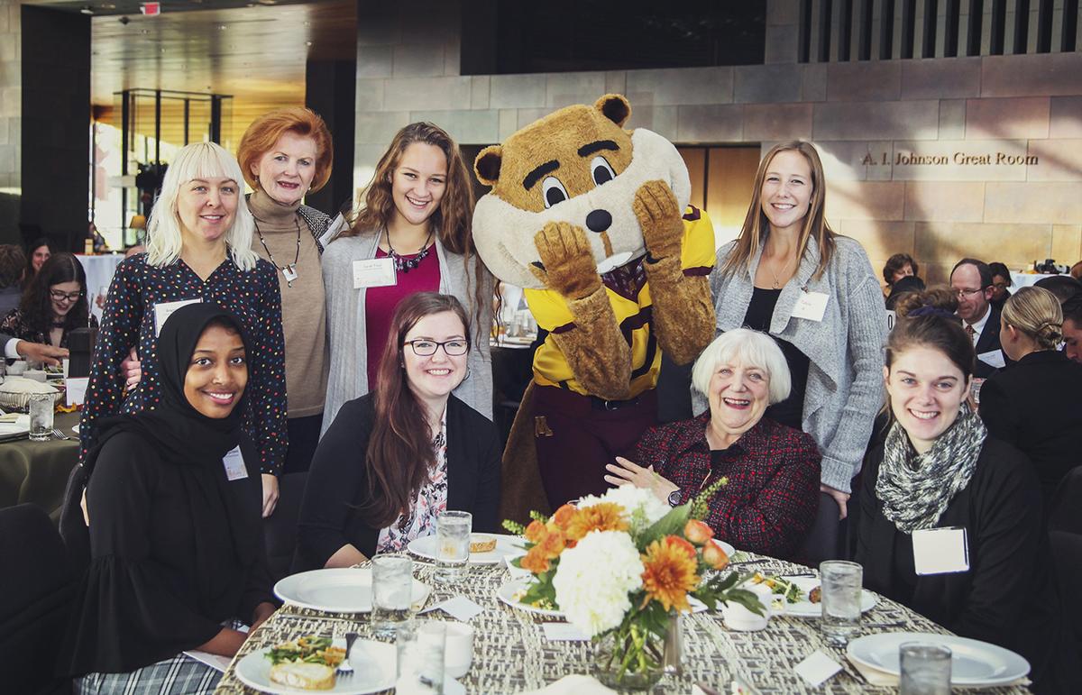 Women's Club members at an event with Goldy Gopher